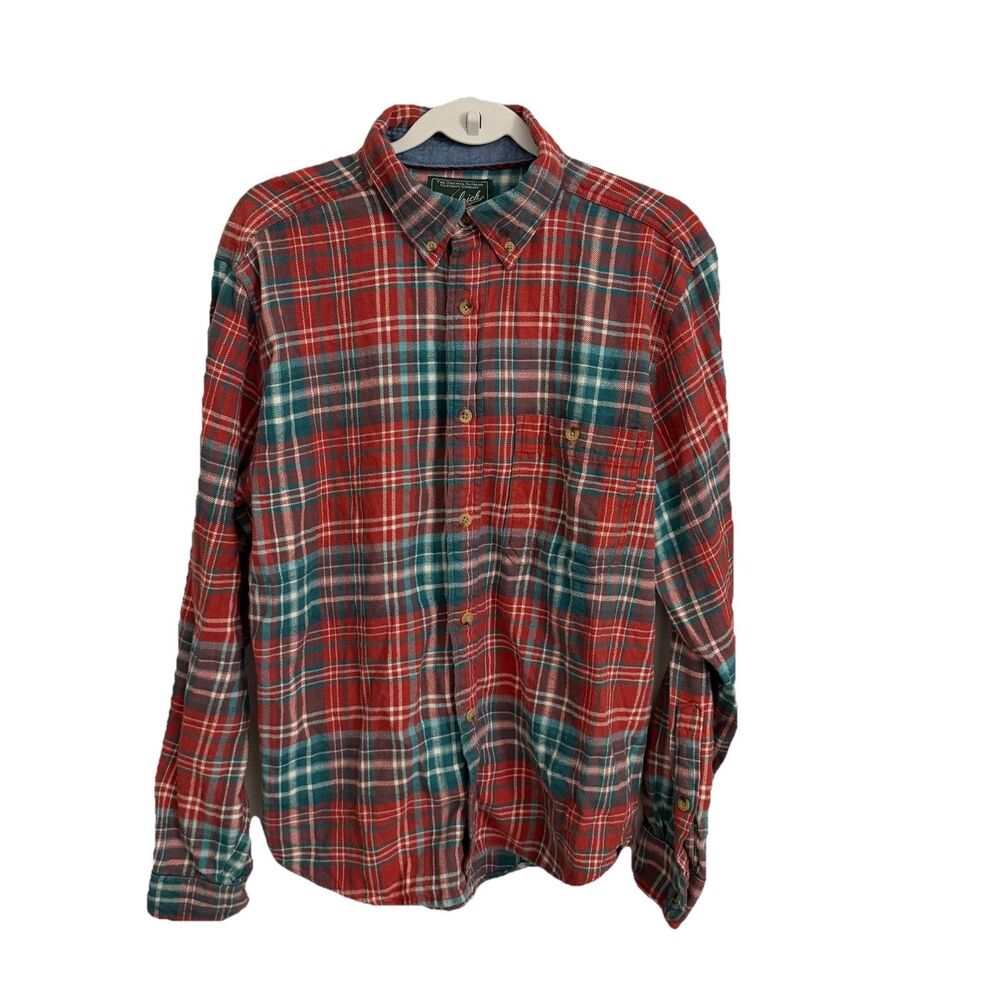 Woolrich Flannel Shirt Mens Medium Red Plaid Button Down Collared 6280 Vintage